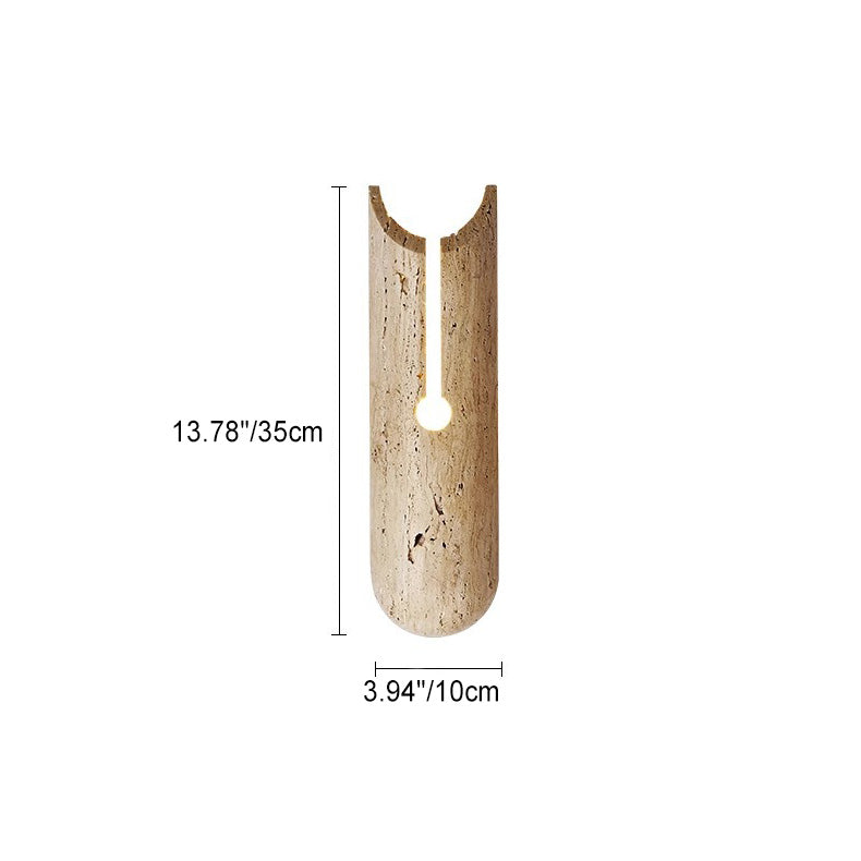 Traditional Japanese Travertine Elliptical Wall Light