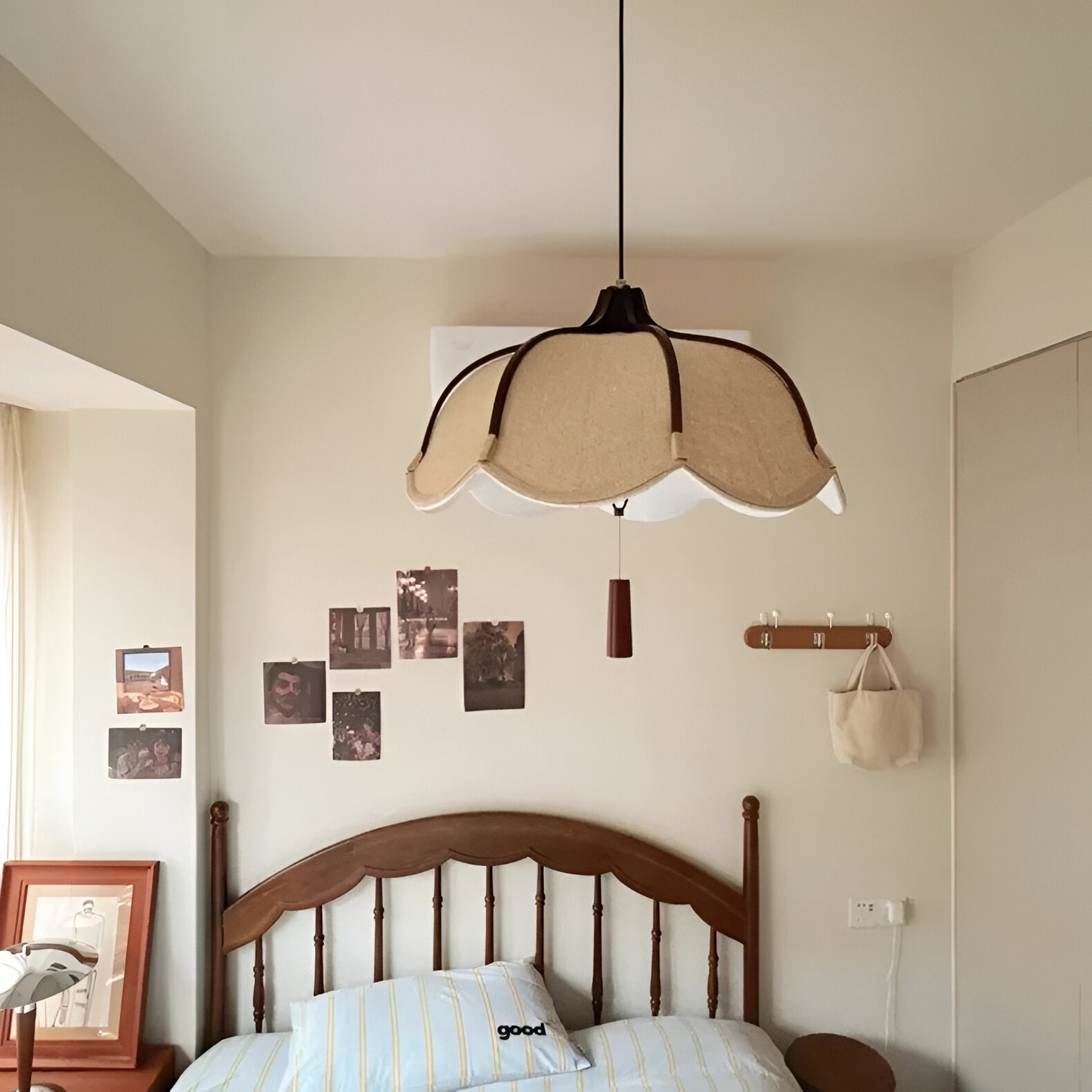 Modern Japanese Wabi Sabi Fabric Flower Shape Pendant Light