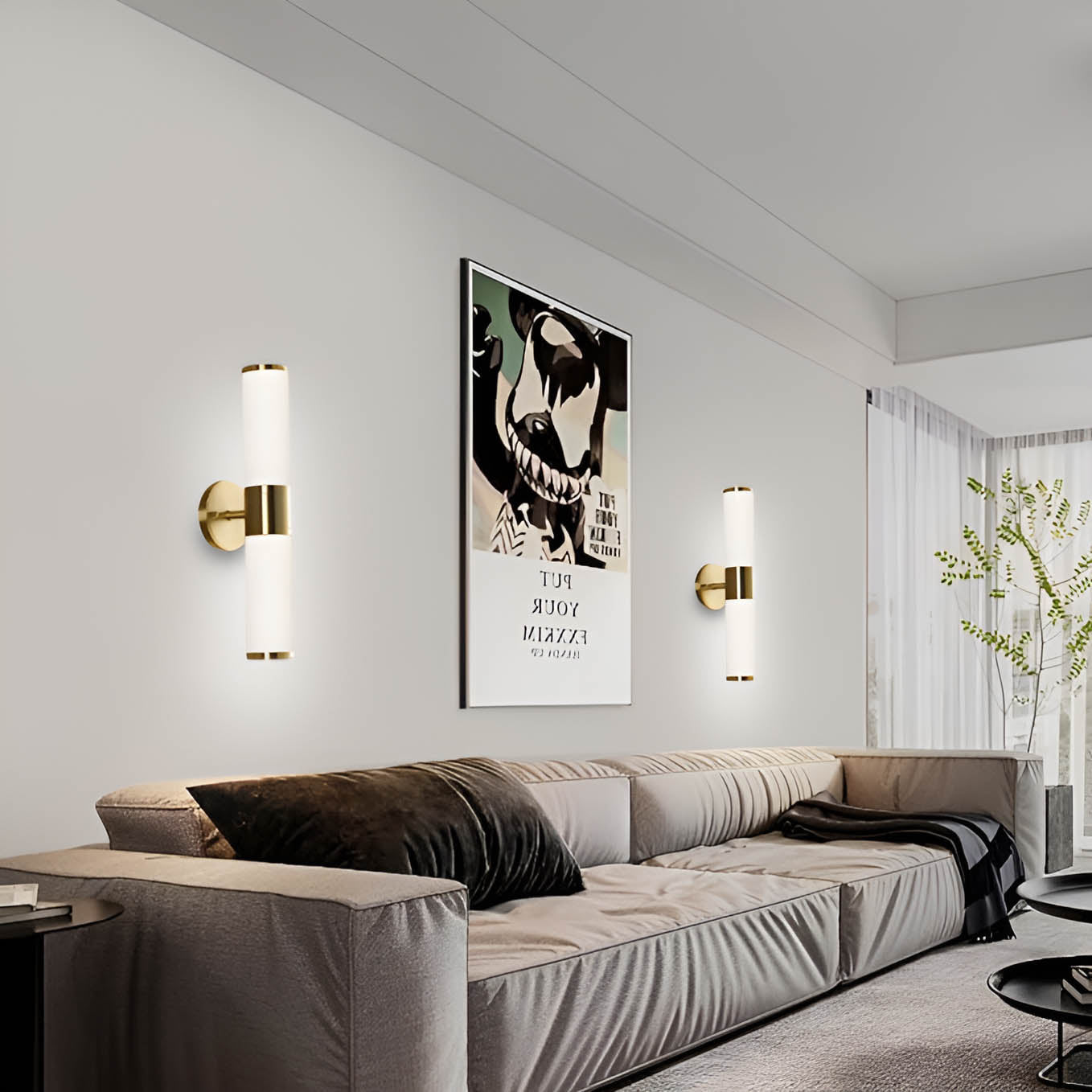 The Callum Marble and Cast Iron Modern Wall Sconce