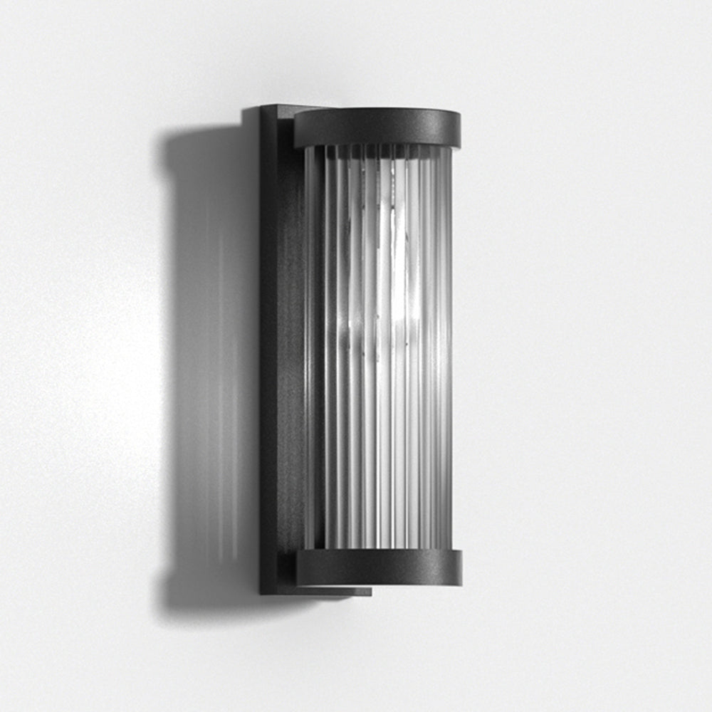 Modern Cylindrical Metal & Glass Outdoor Solar IP65 Waterproof Outdoor Light