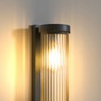 Modern Cylindrical Metal & Glass Outdoor Solar IP65 Waterproof Outdoor Light