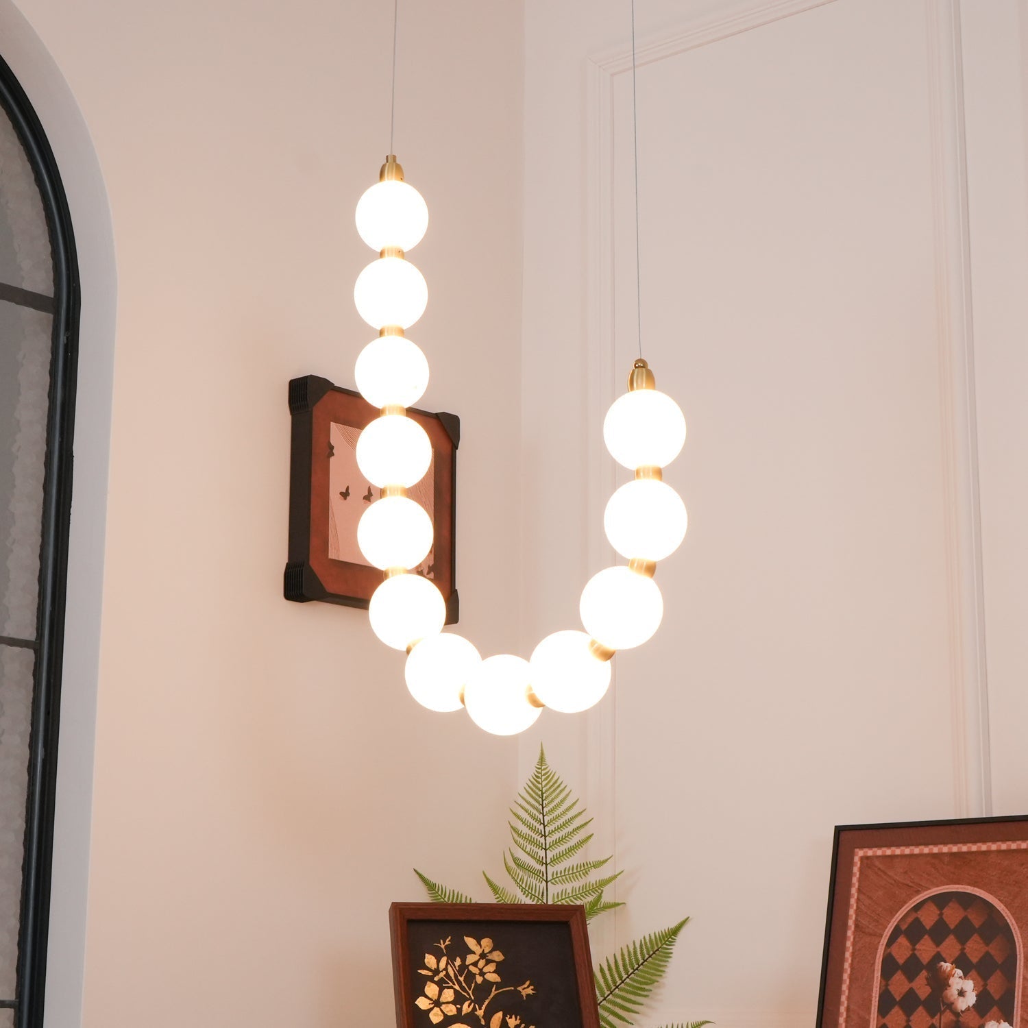 Pearl Glam Brass Acrylic Chandelier