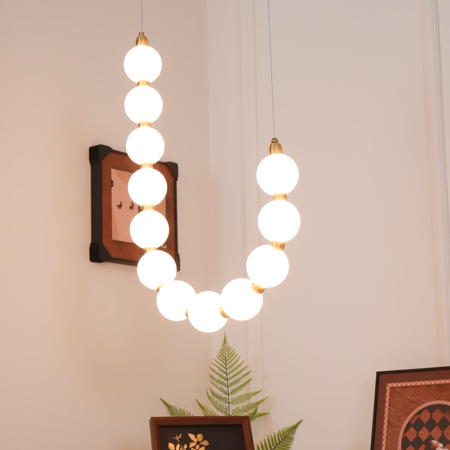 Pearl Glam Brass Acrylic Chandelier