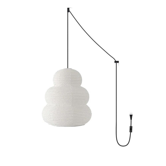 Gourd paper pendant light, black plug-in swag cord with inline switch, product view