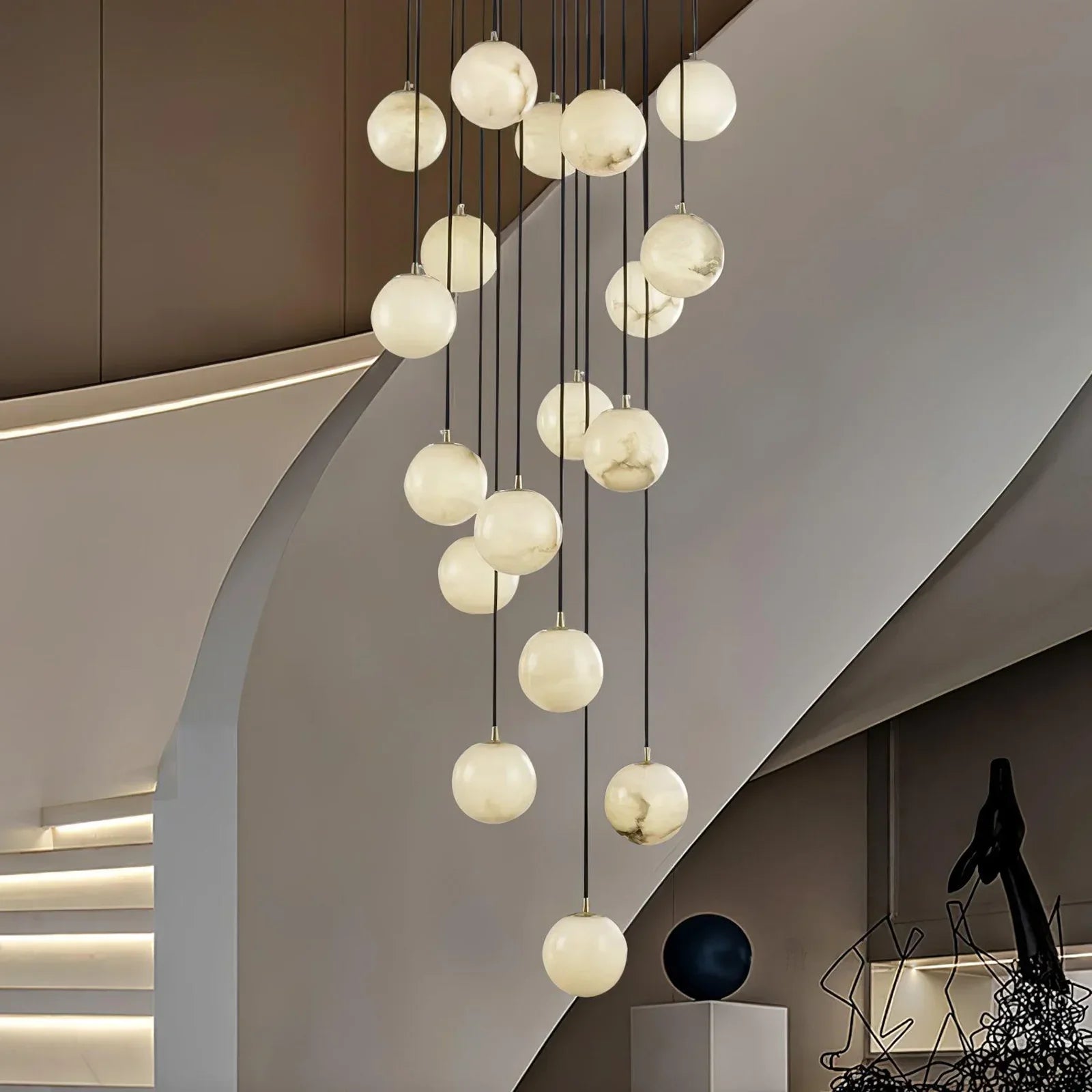 Aurelia Alabaster Cluster Sculptural Pendant Chandelier