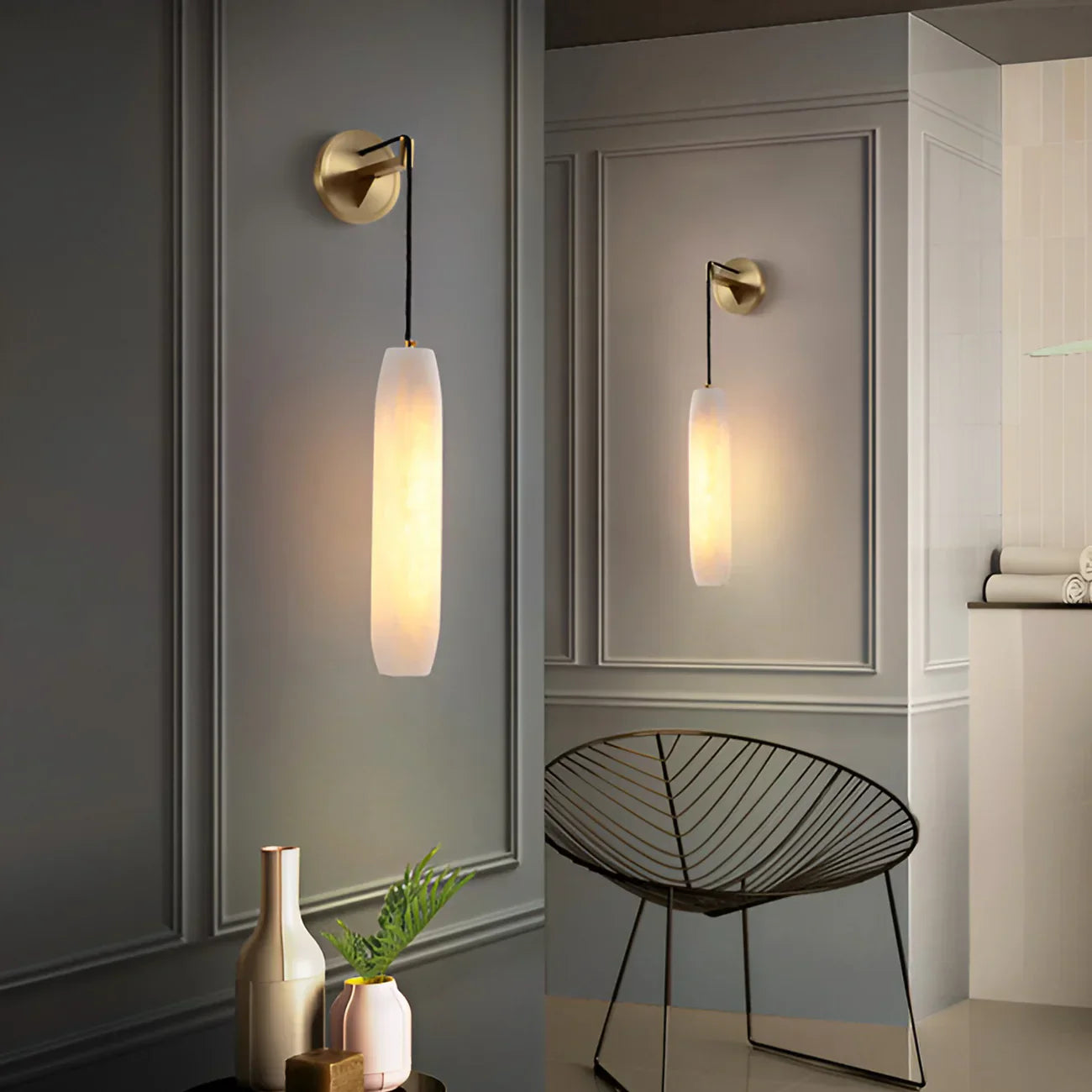 Serenata Flute Alabaster Elegant Wall Light