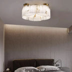 Serena Halo Alabaster Sculptural Brass Ceiling Lamp