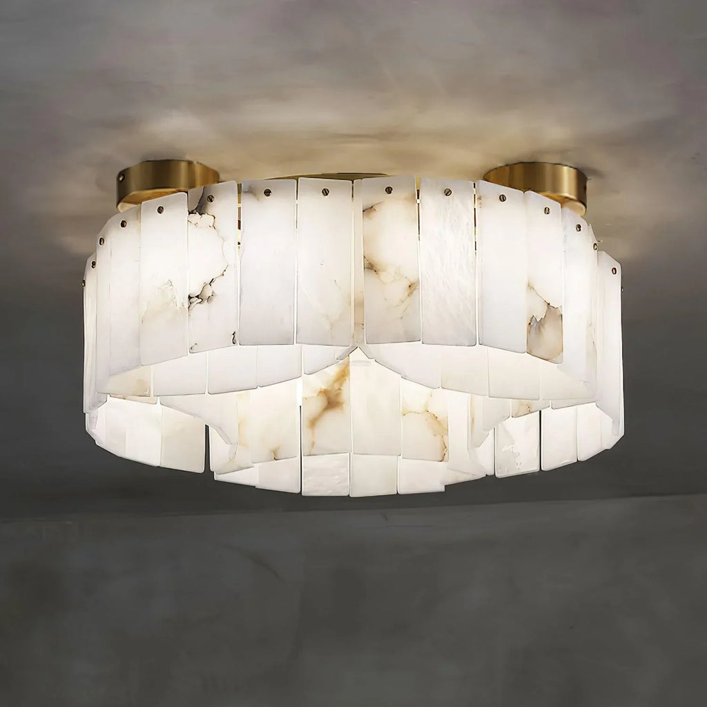 Serena Halo Alabaster Sculptural Brass Ceiling Lamp