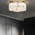 Serena Halo Alabaster Sculptural Brass Ceiling Lamp