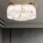 Serena Halo Alabaster Sculptural Brass Ceiling Lamp