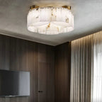 Serena Halo Alabaster Sculptural Brass Ceiling Lamp