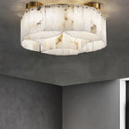 Serena Halo Alabaster Sculptural Brass Ceiling Lamp