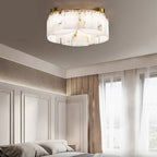 Serena Halo Alabaster Sculptural Brass Ceiling Lamp