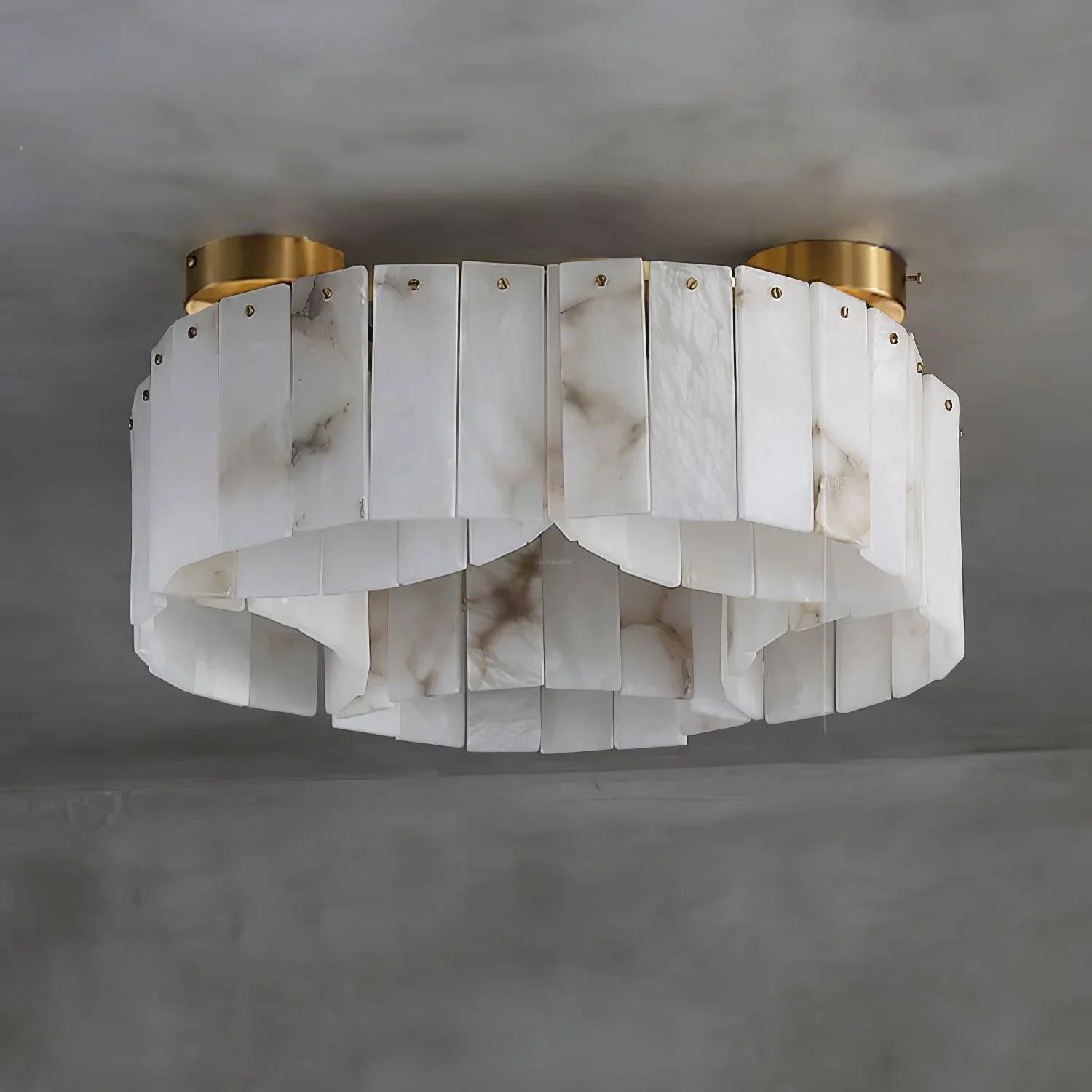 Serena Halo Alabaster Sculptural Brass Ceiling Lamp