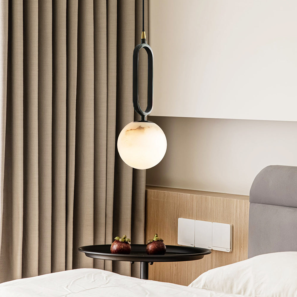 Alabaster Oval Ring Pendant Light