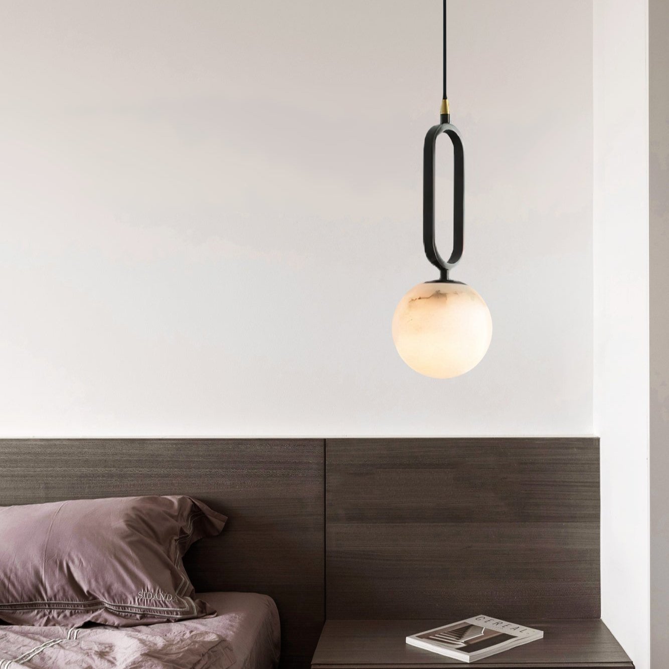 Alabaster Oval Ring Pendant Light