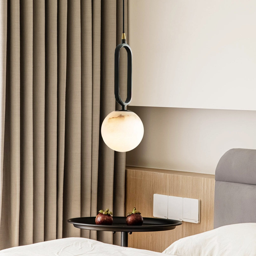 Alabaster Oval Ring Pendant Light