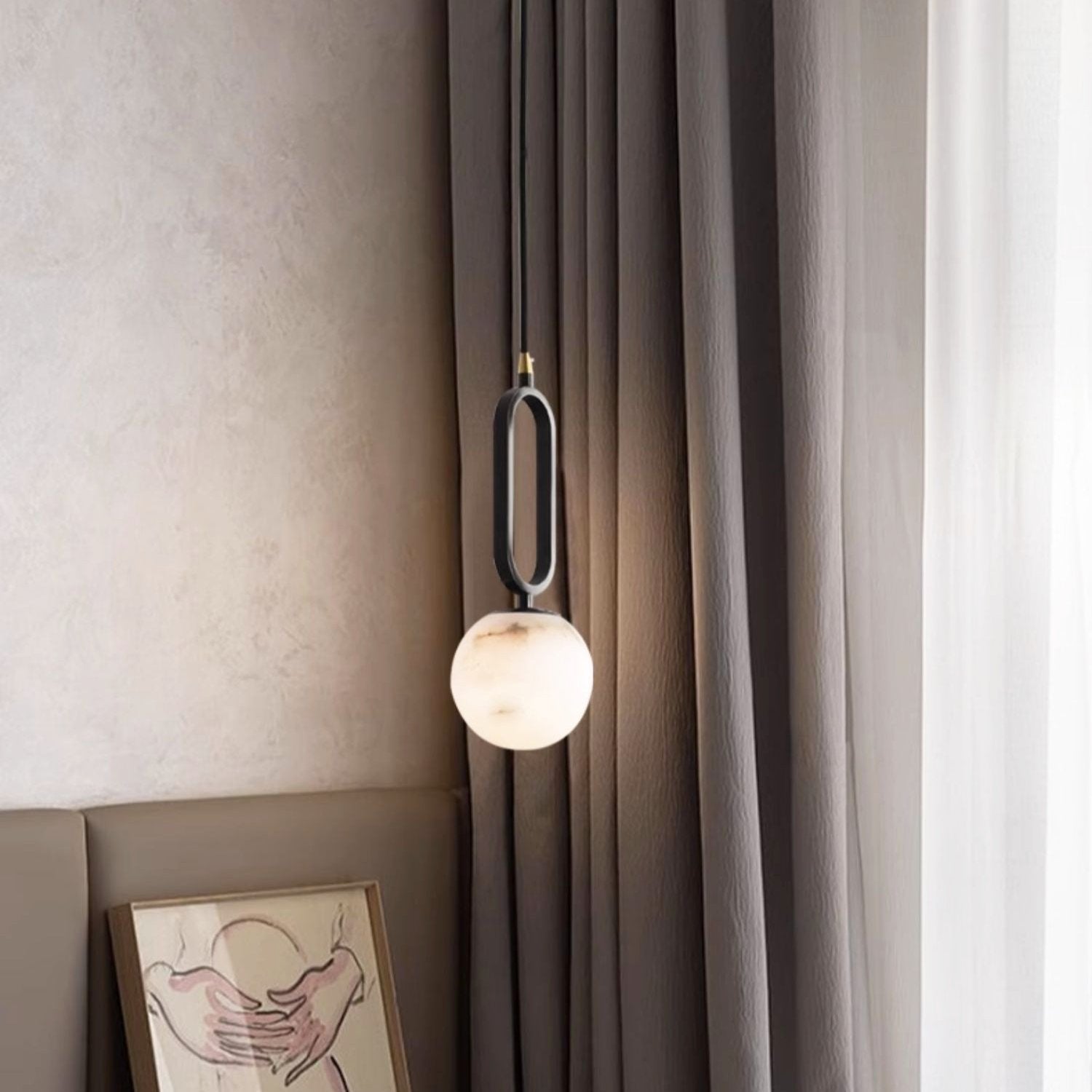 Alabaster Oval Ring Pendant Light