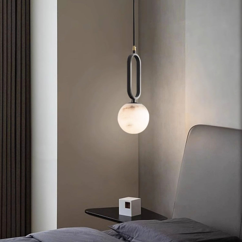 Alabaster Oval Ring Pendant Light