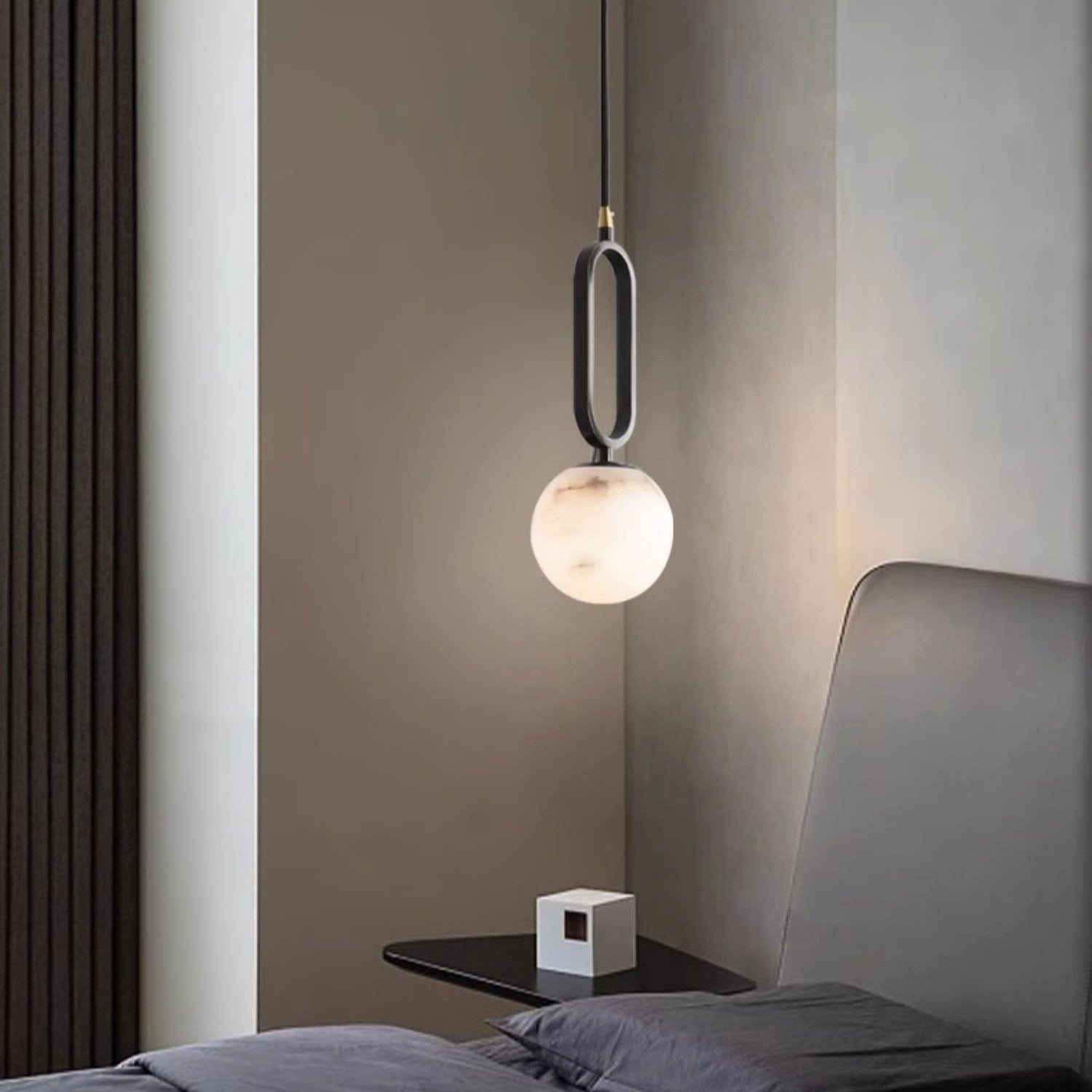 Alabaster Oval Ring Pendant Light