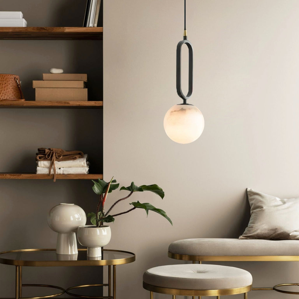 Alabaster Oval Ring Pendant Light