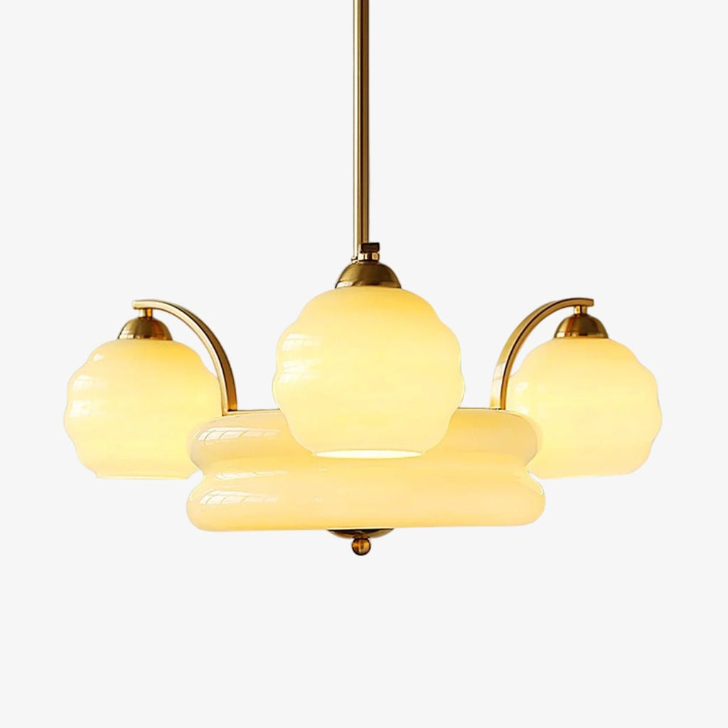 Grandeur Art Glass Metal Chandelier