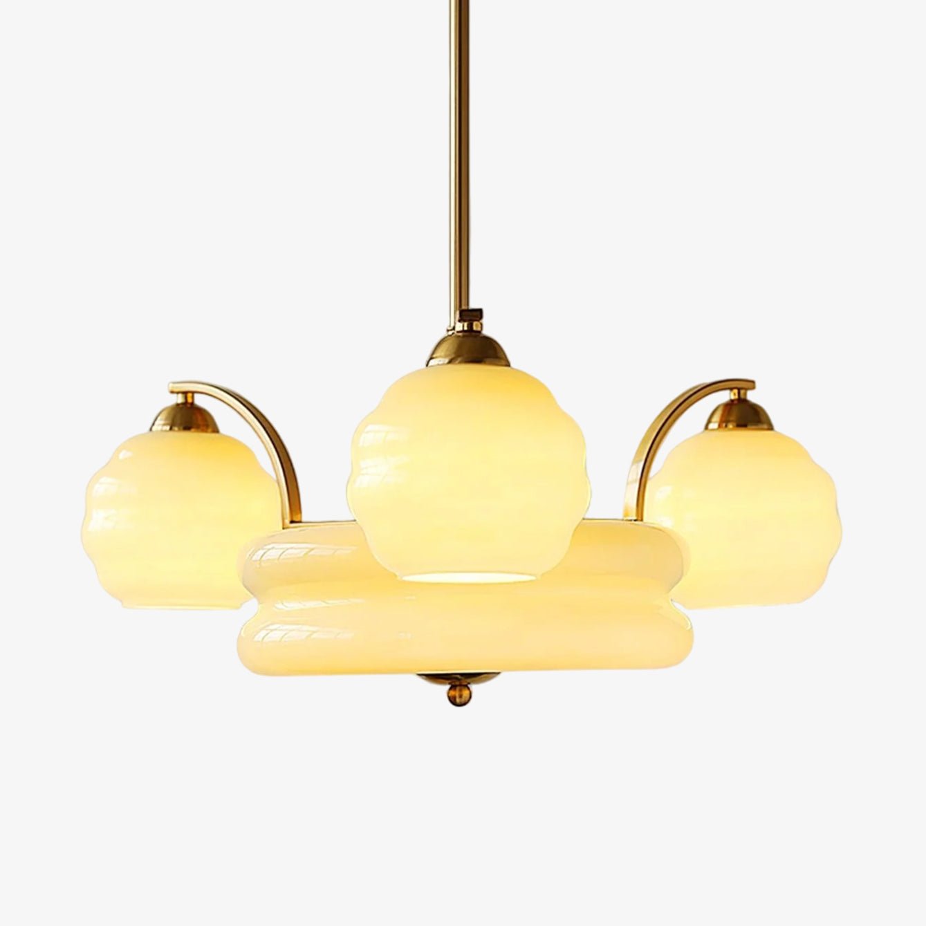 Grandeur Art Glass Metal Chandelier