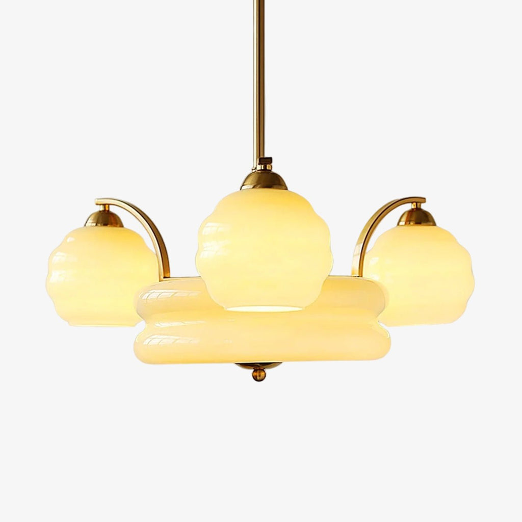 Grandeur Art Glass Metal Chandelier