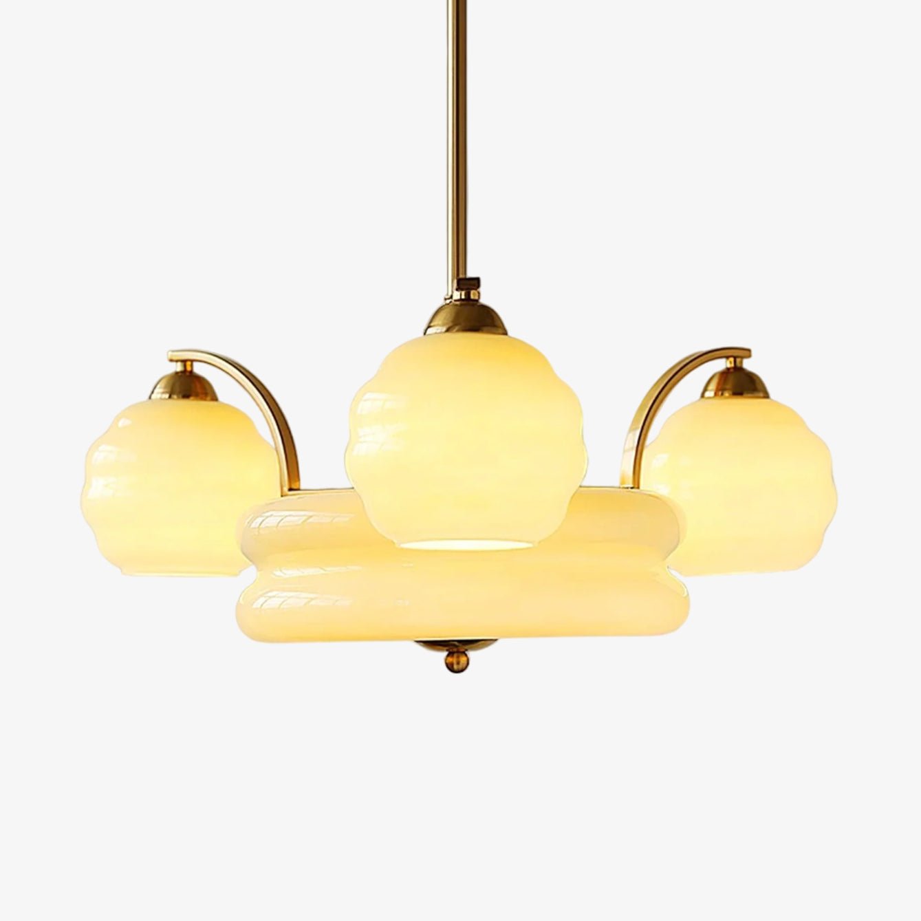 Grandeur Art Glass Metal Chandelier