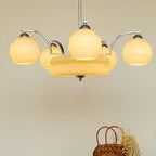 Grandeur Art Glass Metal Chandelier