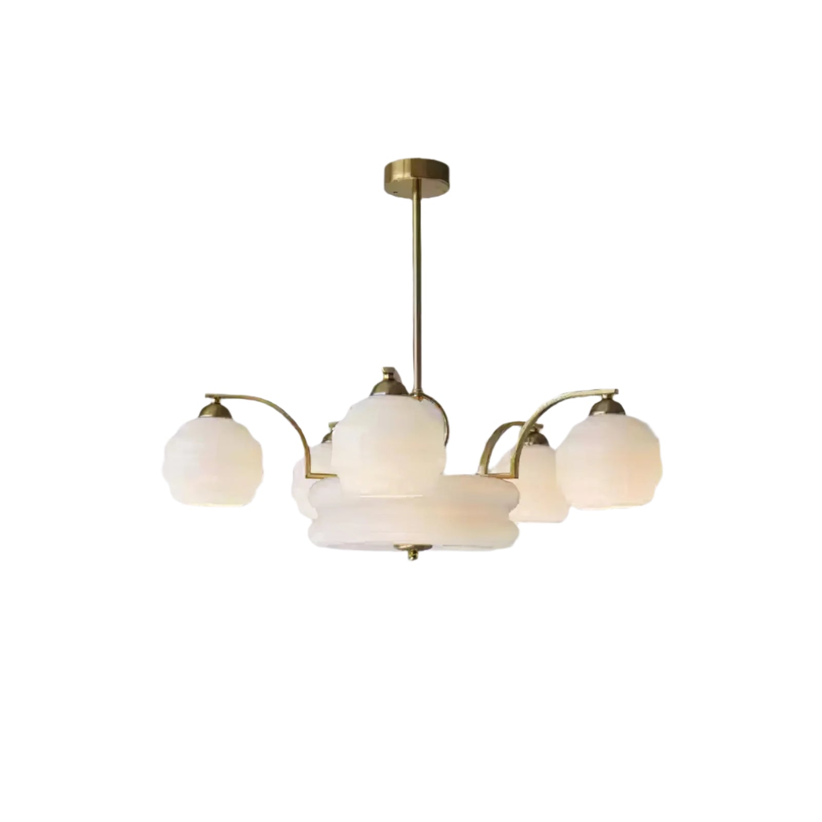 Grandeur Art Glass Metal Chandelier