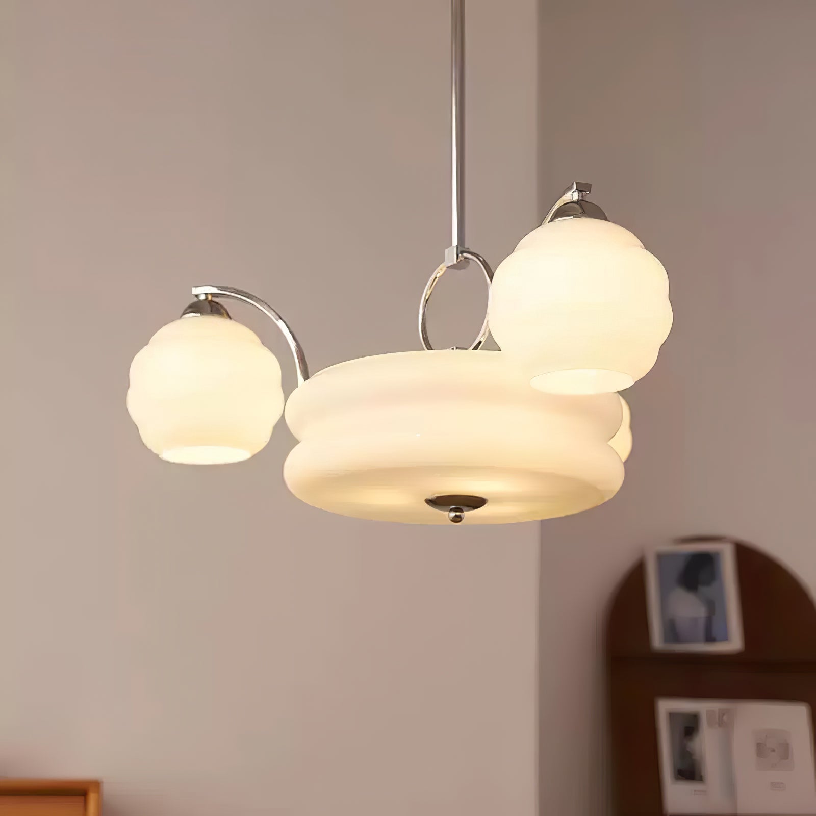 Grandeur Art Glass Metal Chandelier