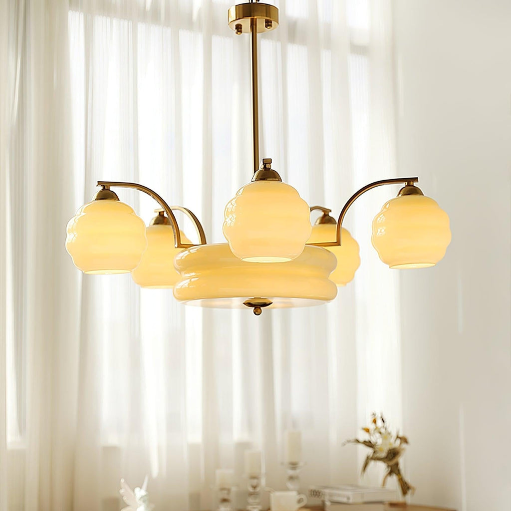 Grandeur Art Glass Metal Chandelier