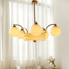 Grandeur Art Glass Metal Chandelier