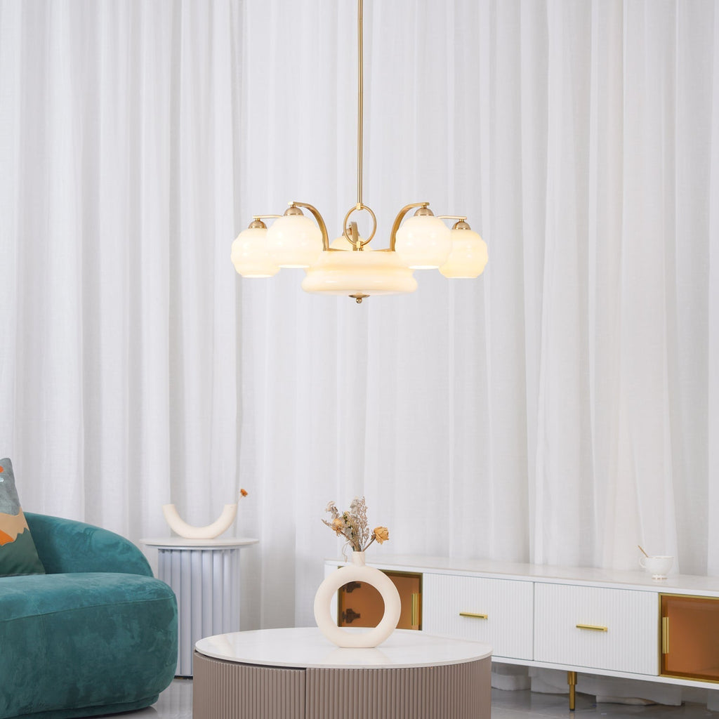 Grandeur Art Glass Metal Chandelier