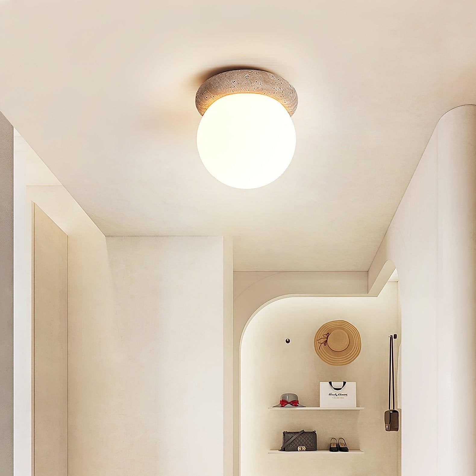 Asteroid Travertine Ceiling Light