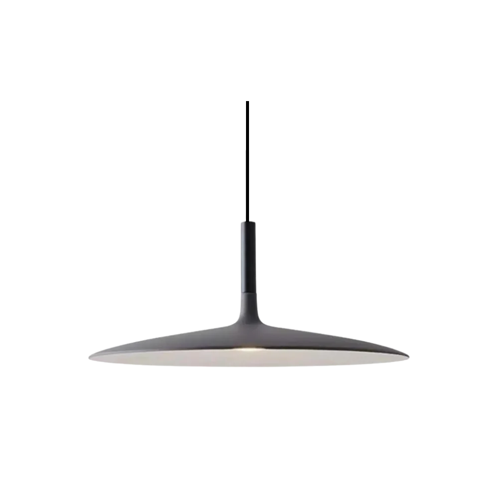 Elegant iron disc pendant light, black, product view