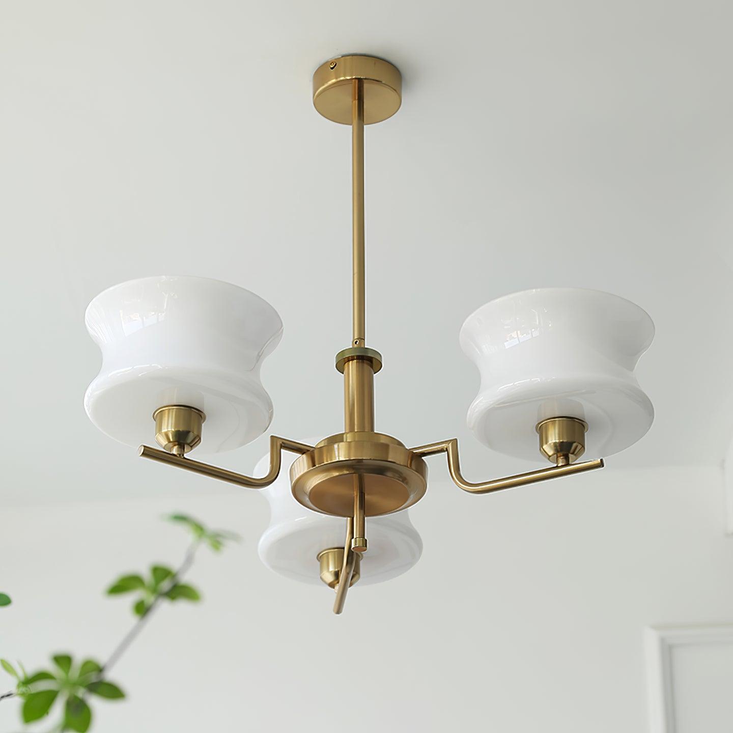 Golden Vintage Glass Chandelier