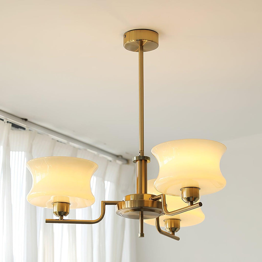 Golden Vintage Glass Chandelier