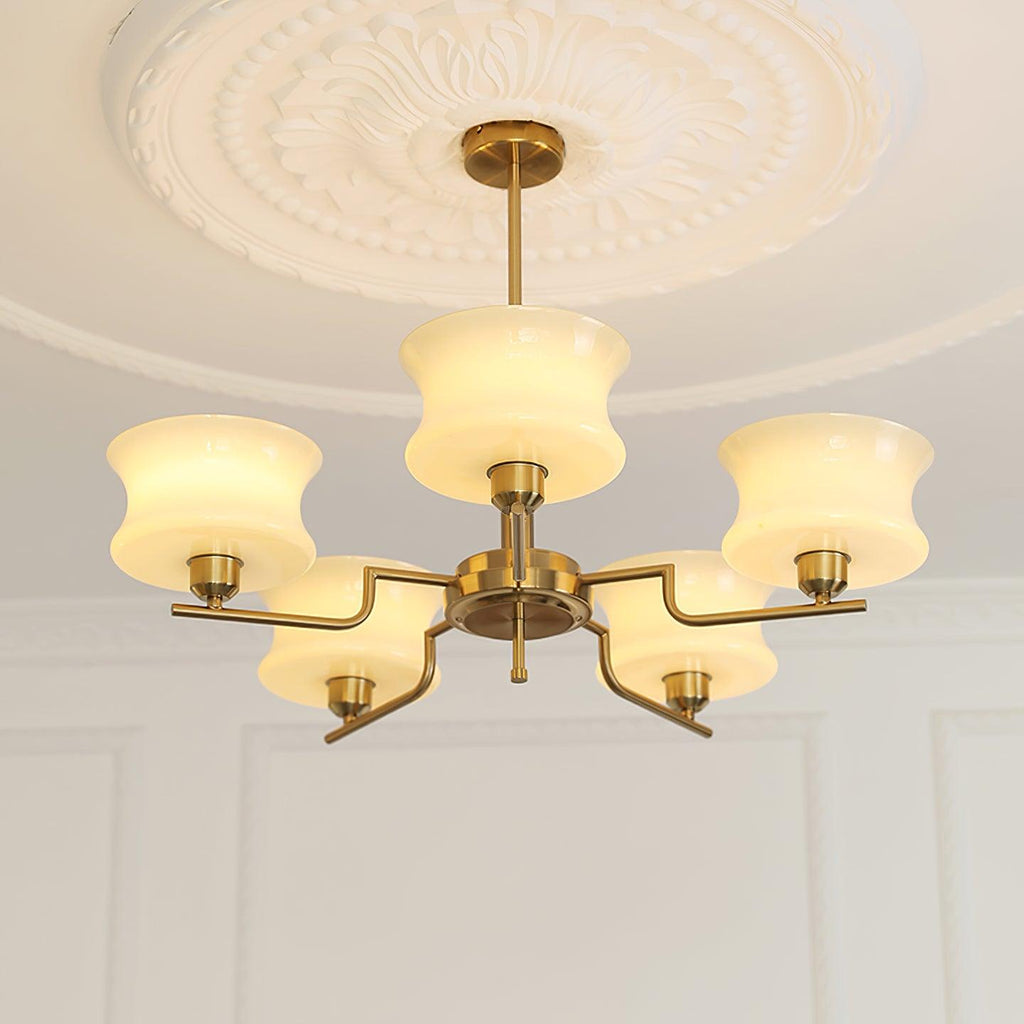 Golden Vintage Glass Chandelier