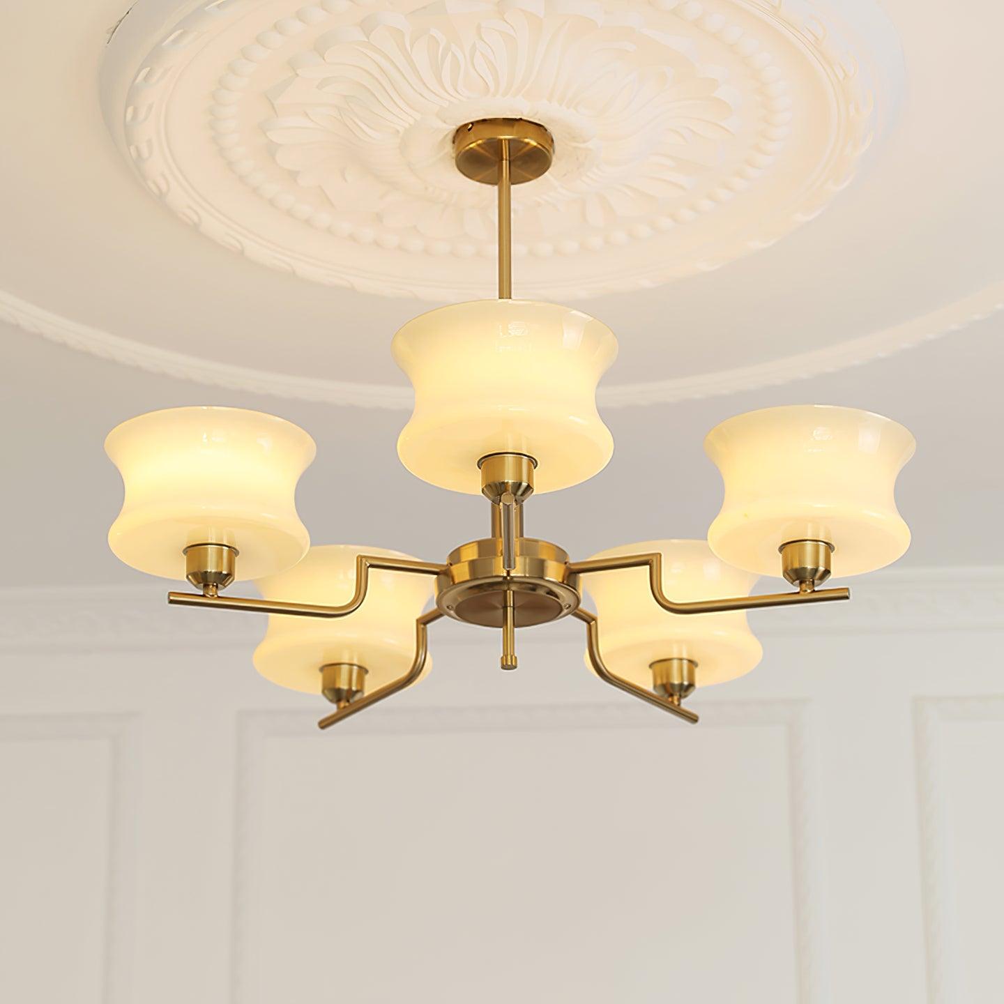 Golden Vintage Glass Chandelier