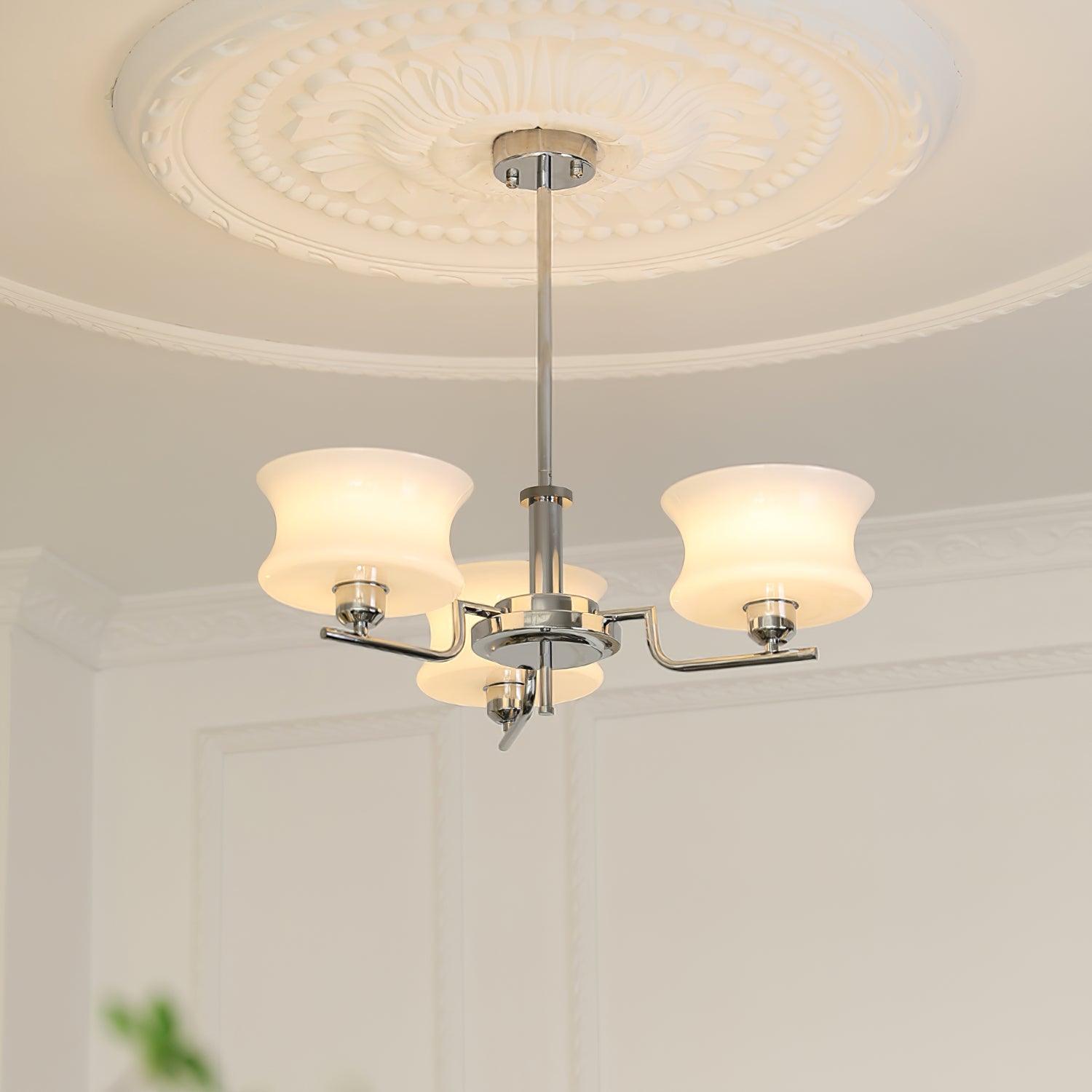 Golden Vintage Glass Chandelier