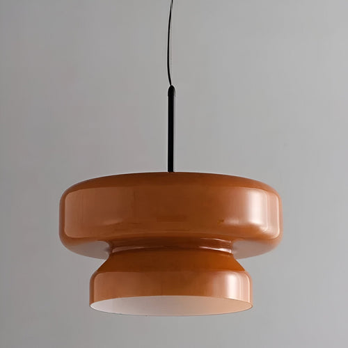 Vicenta glass pendant light, amber version with black stem