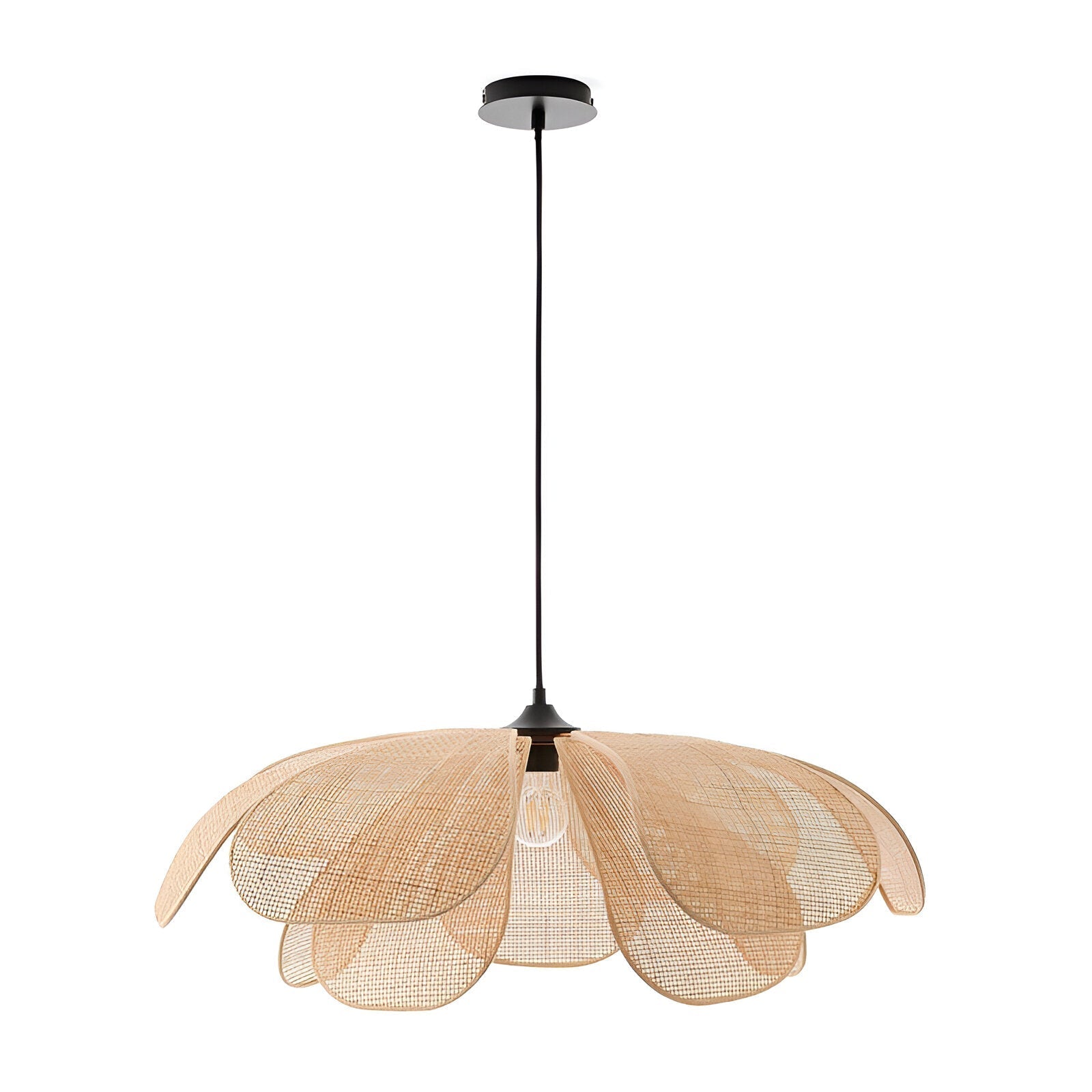 Bamboo Rattan Petal Rustic Wicker Pendant Light