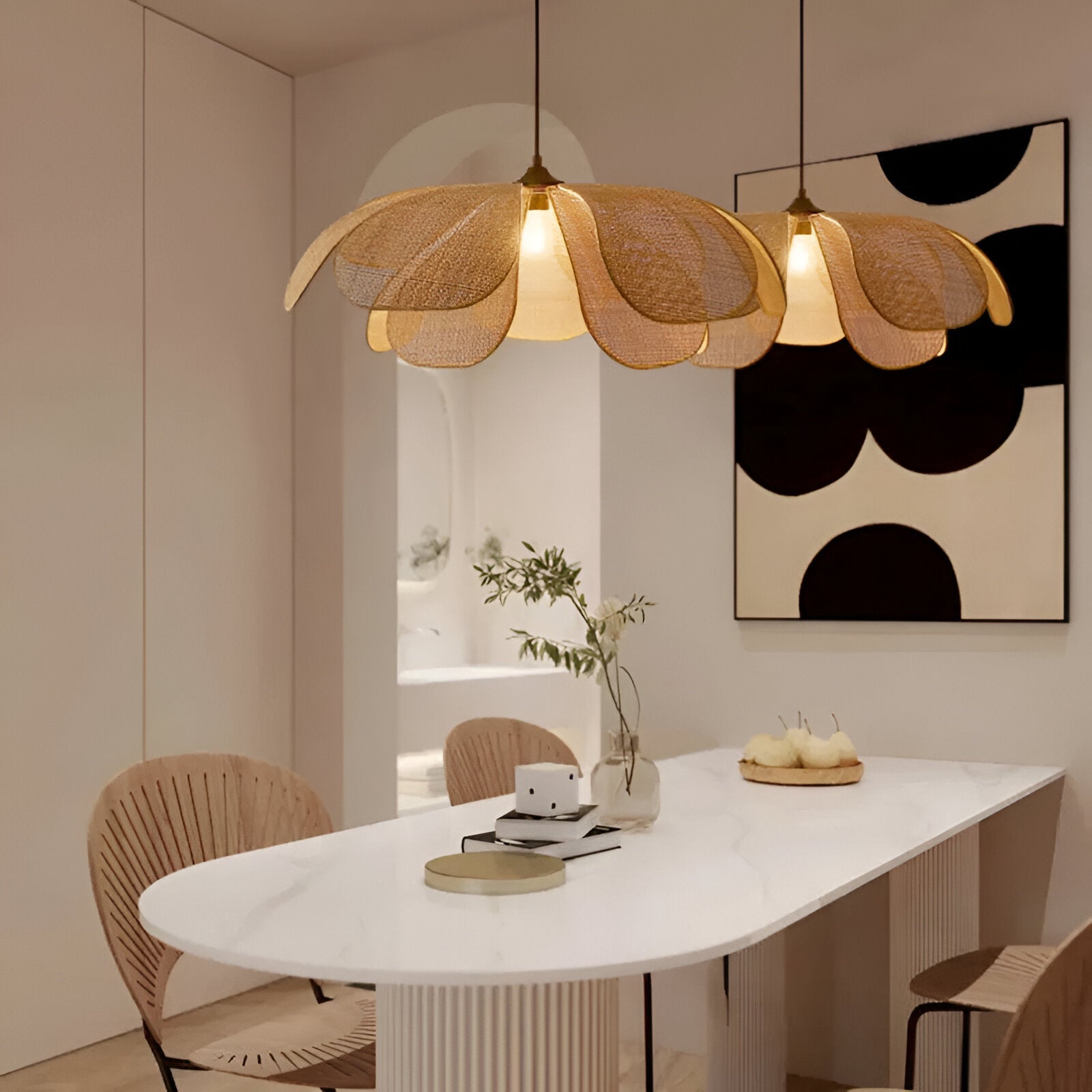 Bamboo Rattan Petal Rustic Wicker Pendant Light