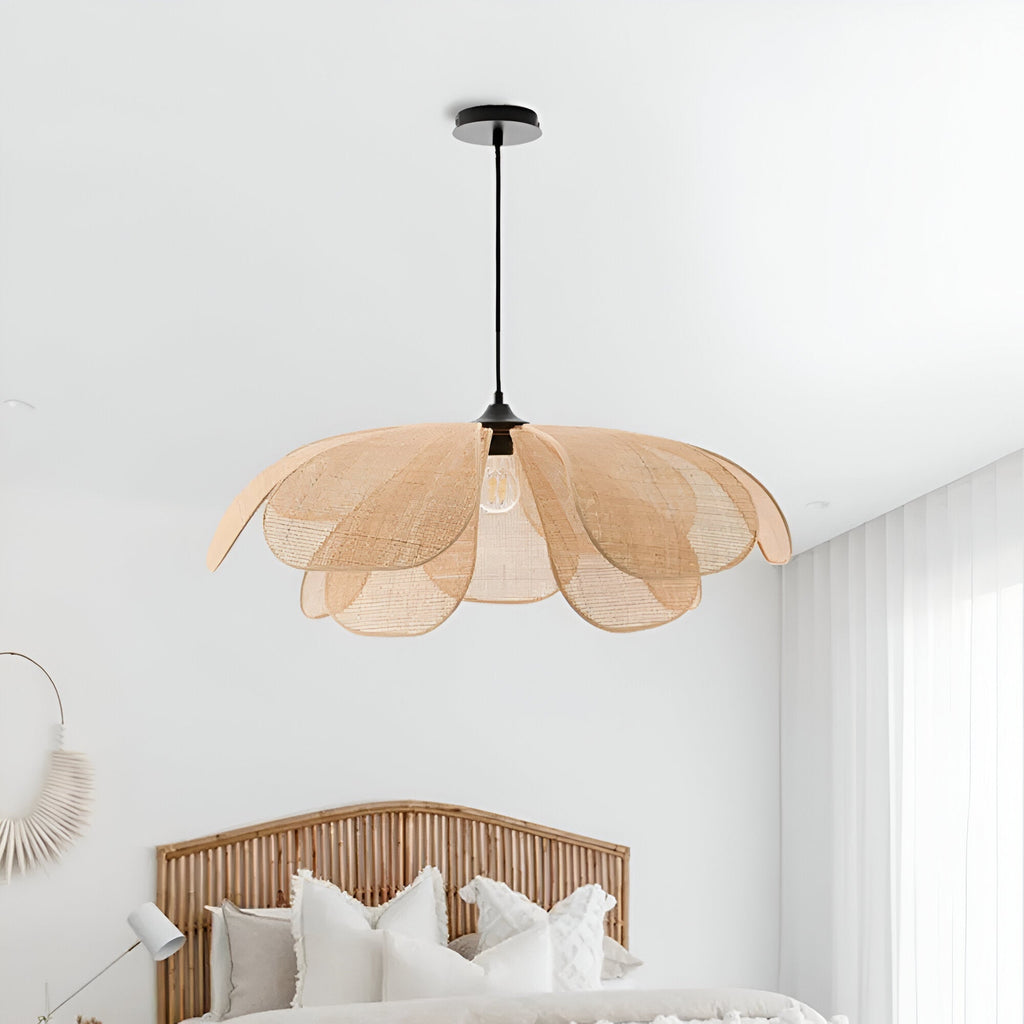 Bamboo Rattan Petal Rustic Wicker Pendant Light