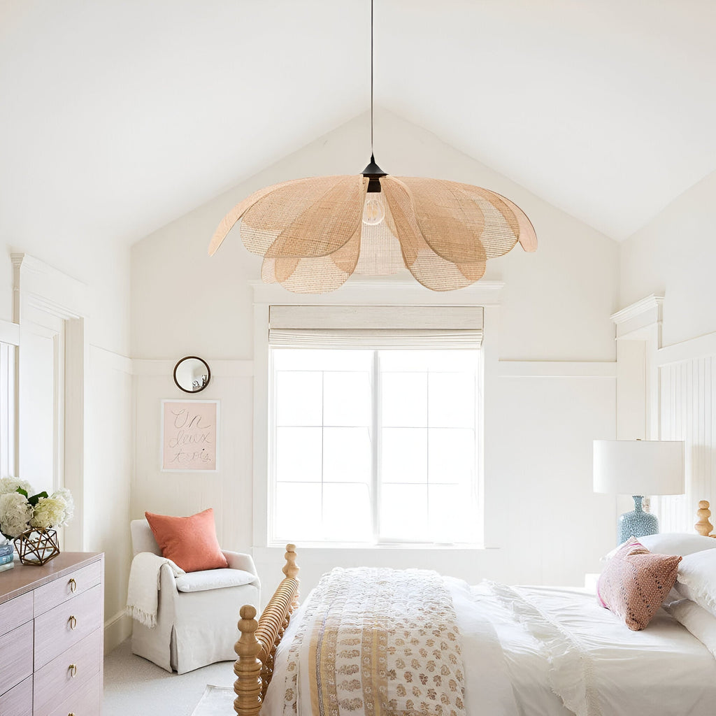 Bamboo Rattan Petal Rustic Wicker Pendant Light