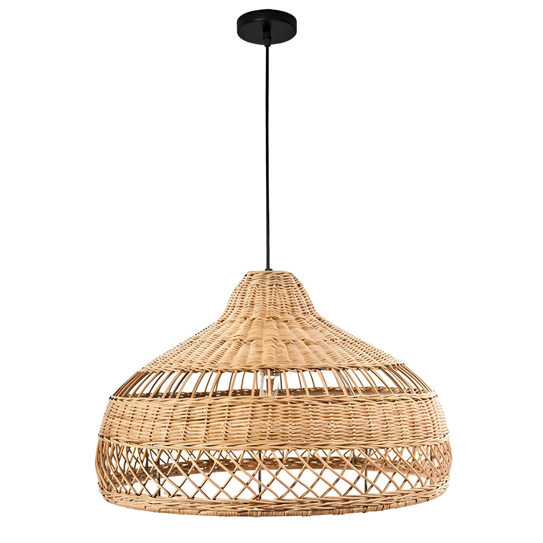 Boho Hand-Woven Rattan Pendant Light