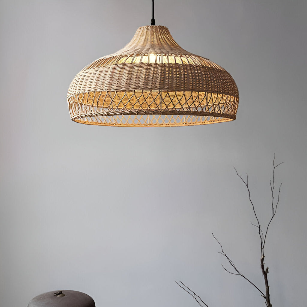 Boho Hand-Woven Rattan Pendant Light