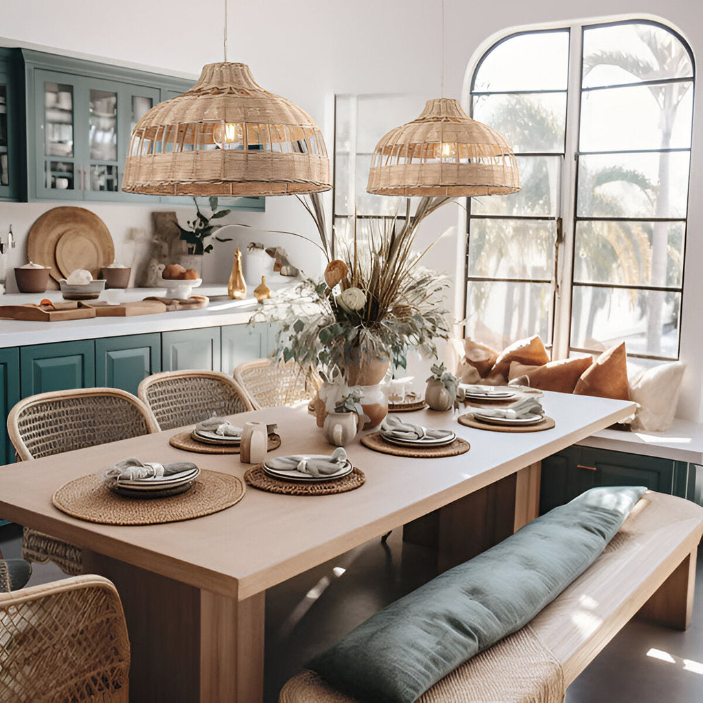 Boho Hand-Woven Rattan Pendant Light